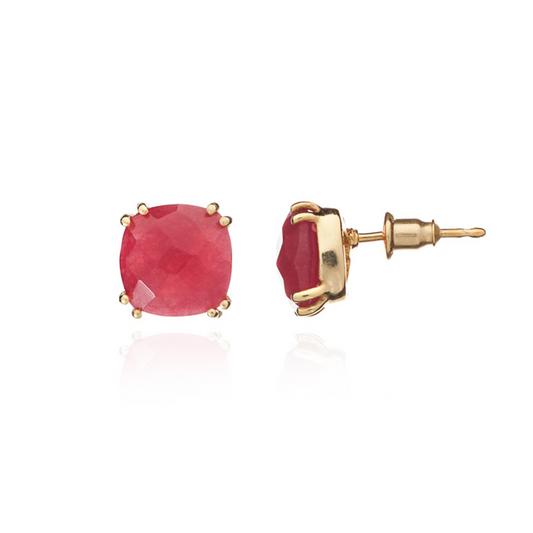 [PRE-ORDER] Iris Square Gemstone Studs Red Jade