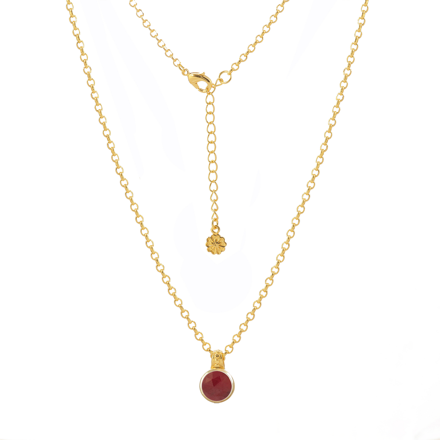 Charis Round Gemstone Necklace Ruby