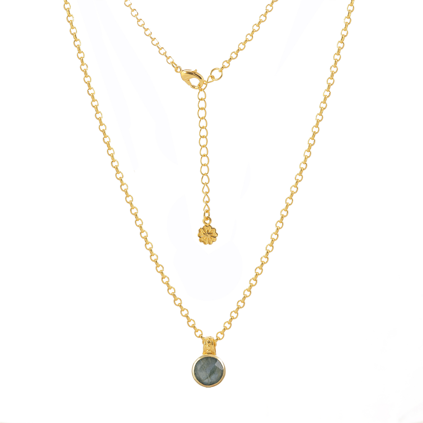 Charis Round Gemstone Necklace Labradorite