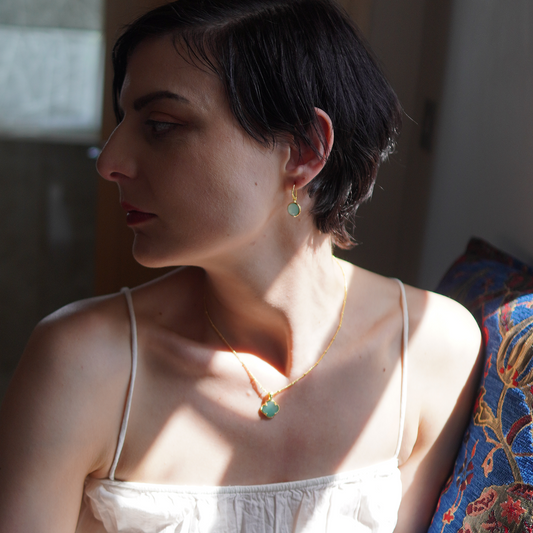 Charis Round Gemstone Earrings Pariba Onyx