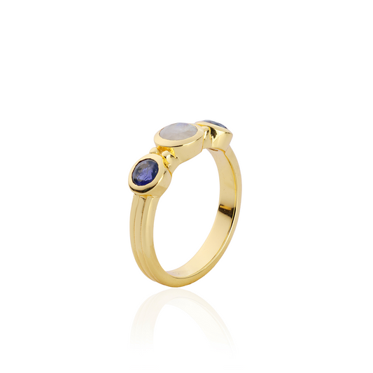 [PRE-ORDER] Iris Three Gemstones Ring Iolite & Moonstone
