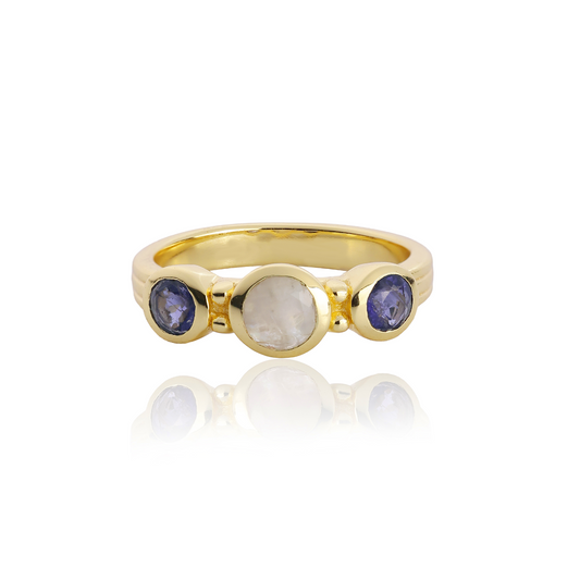 [PRE-ORDER] Iris Three Gemstones Ring Iolite & Moonstone