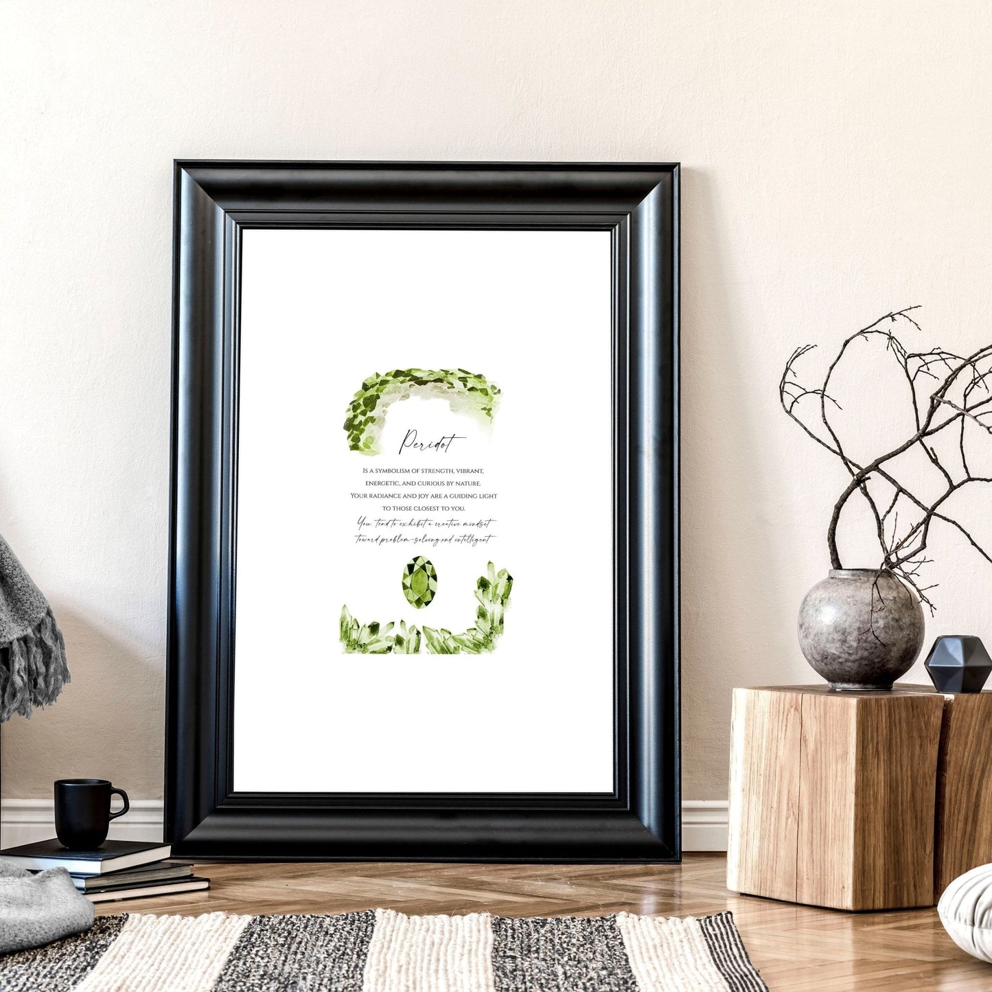 August Peridot Birthstone wall art print