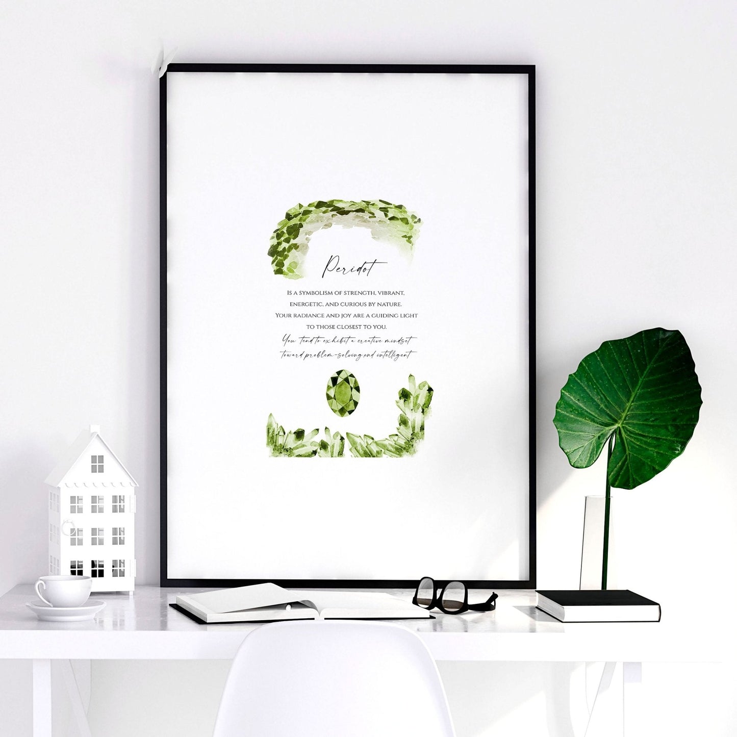 August Peridot Birthstone wall art print