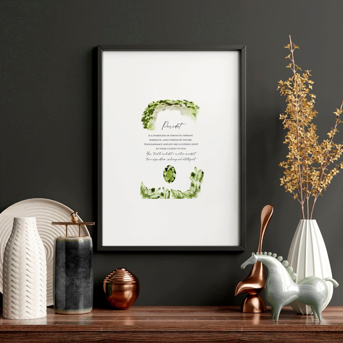 August Peridot Birthstone wall art print