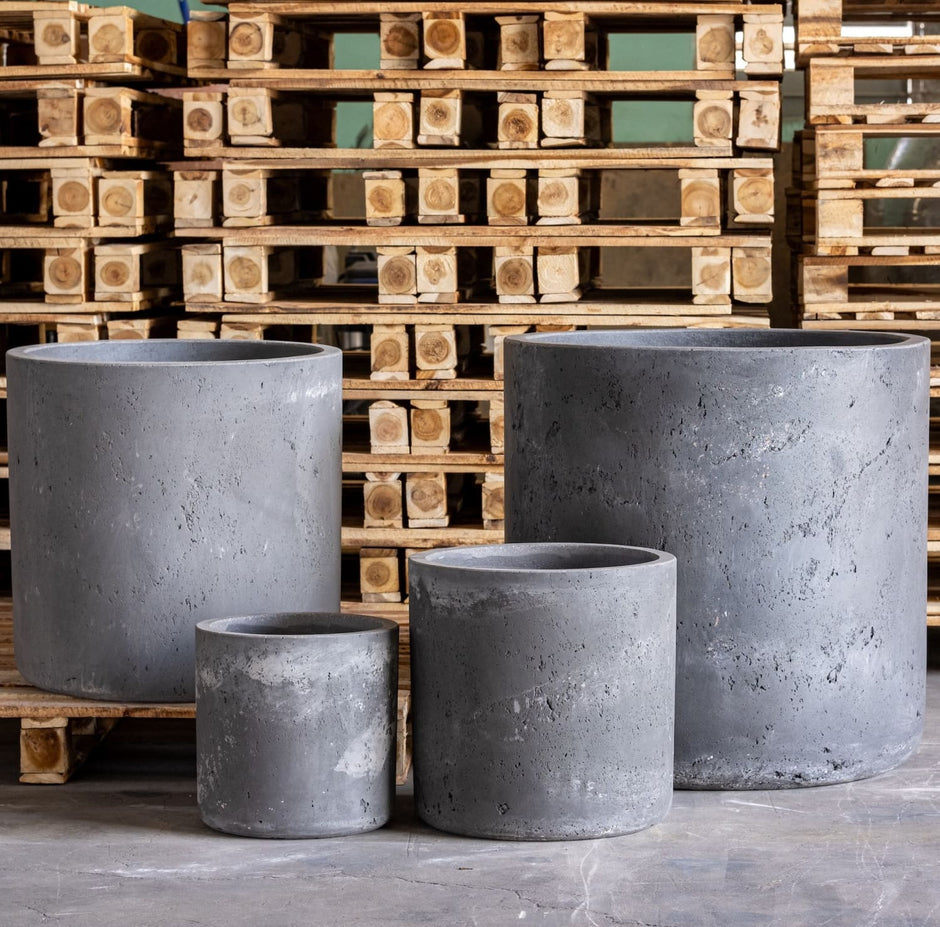 Aurella | Truffle – 30cm Medium Concrete Cylinder Planter – 13L Round Plant Pot main image 0