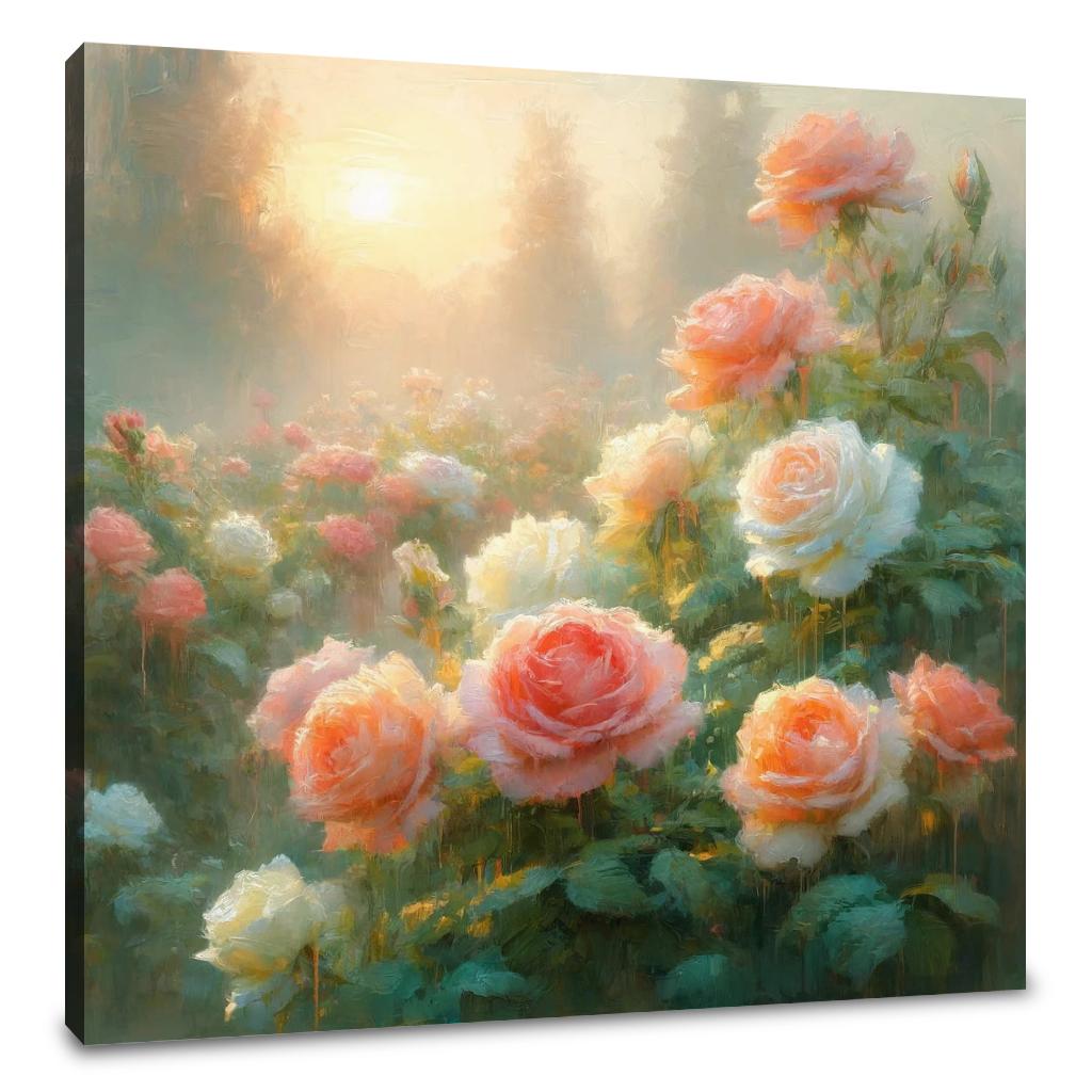 Impressionist Rose Morning Canvas