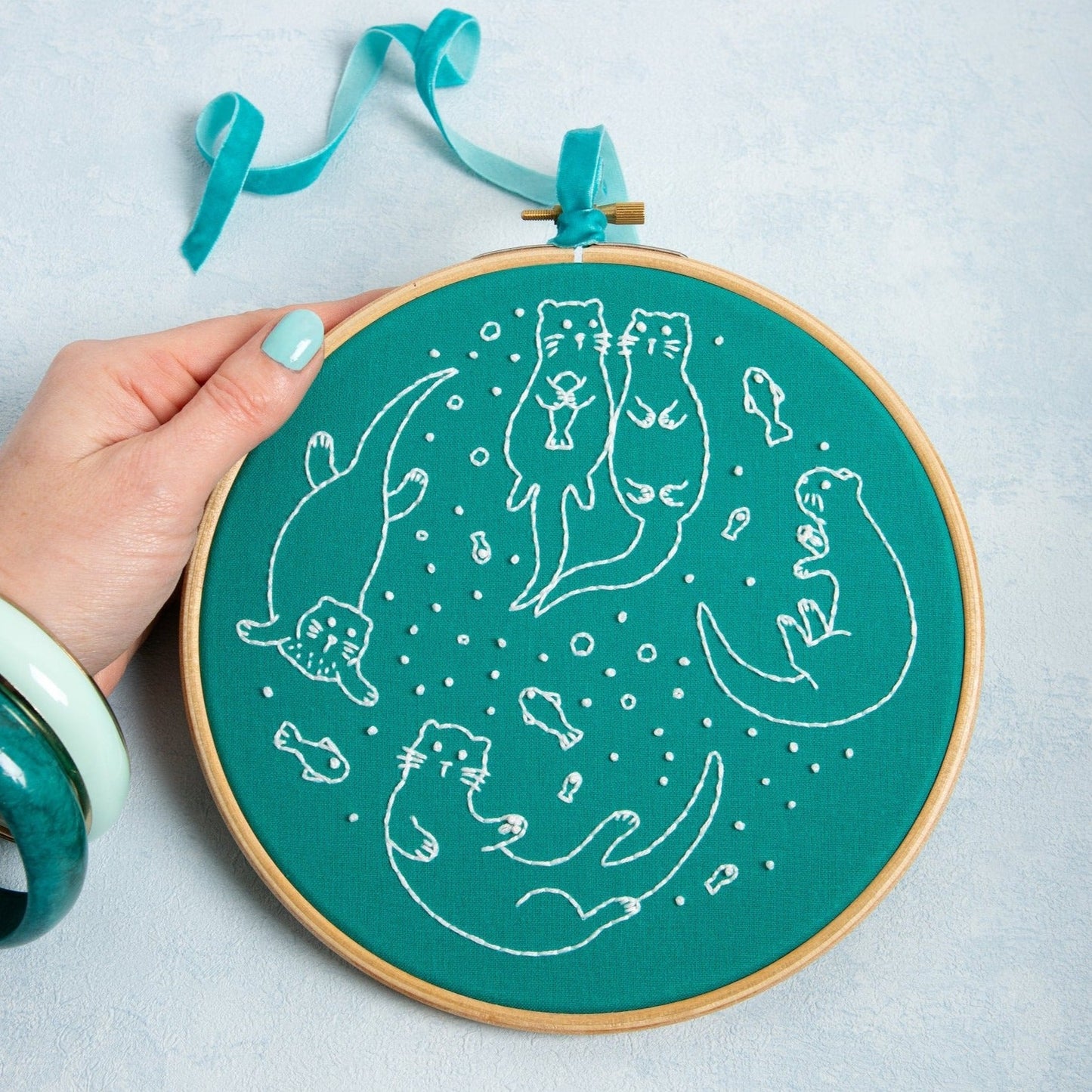 'Awesome Otters' Animal Embroidery Kit for Beginners