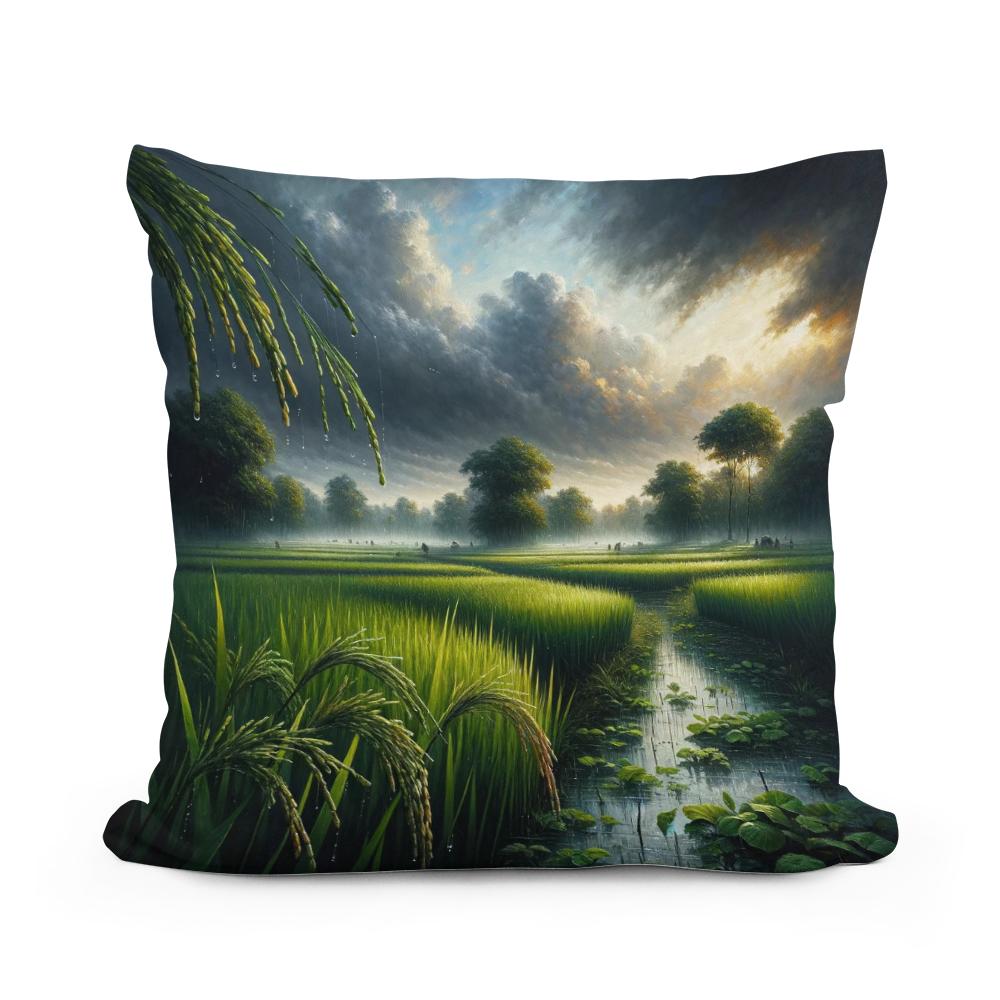Monsoon Over Bengal Cotton Cushion