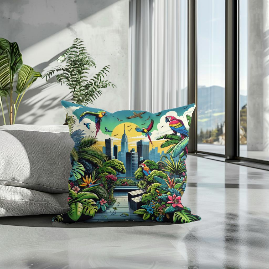 Urban Jungle View Cotton Cushion