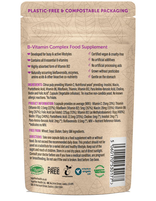 B Complex Vitamin – Vegan Supplement – 30 Capsules