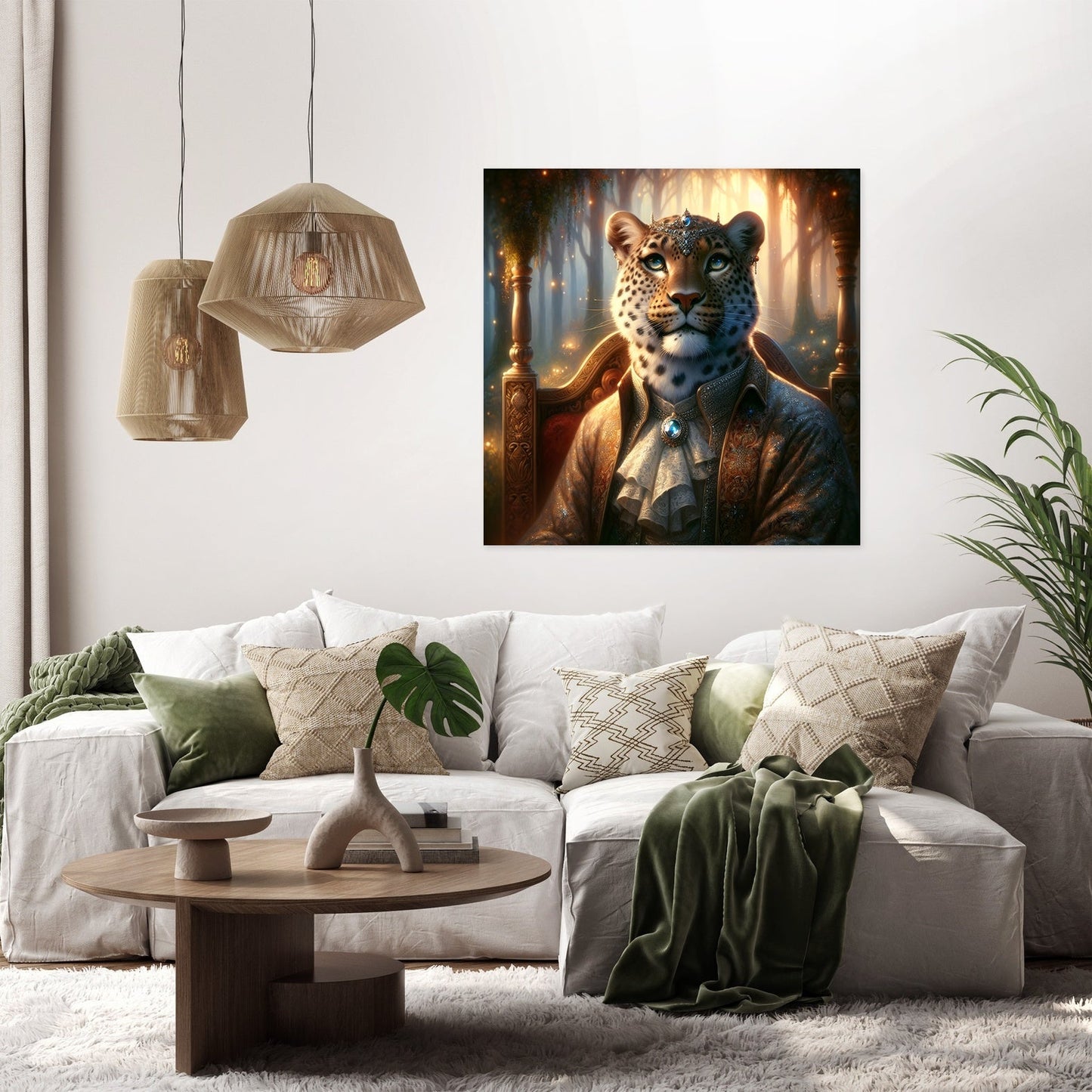Regal Leopard Dusk Throne Canvas
