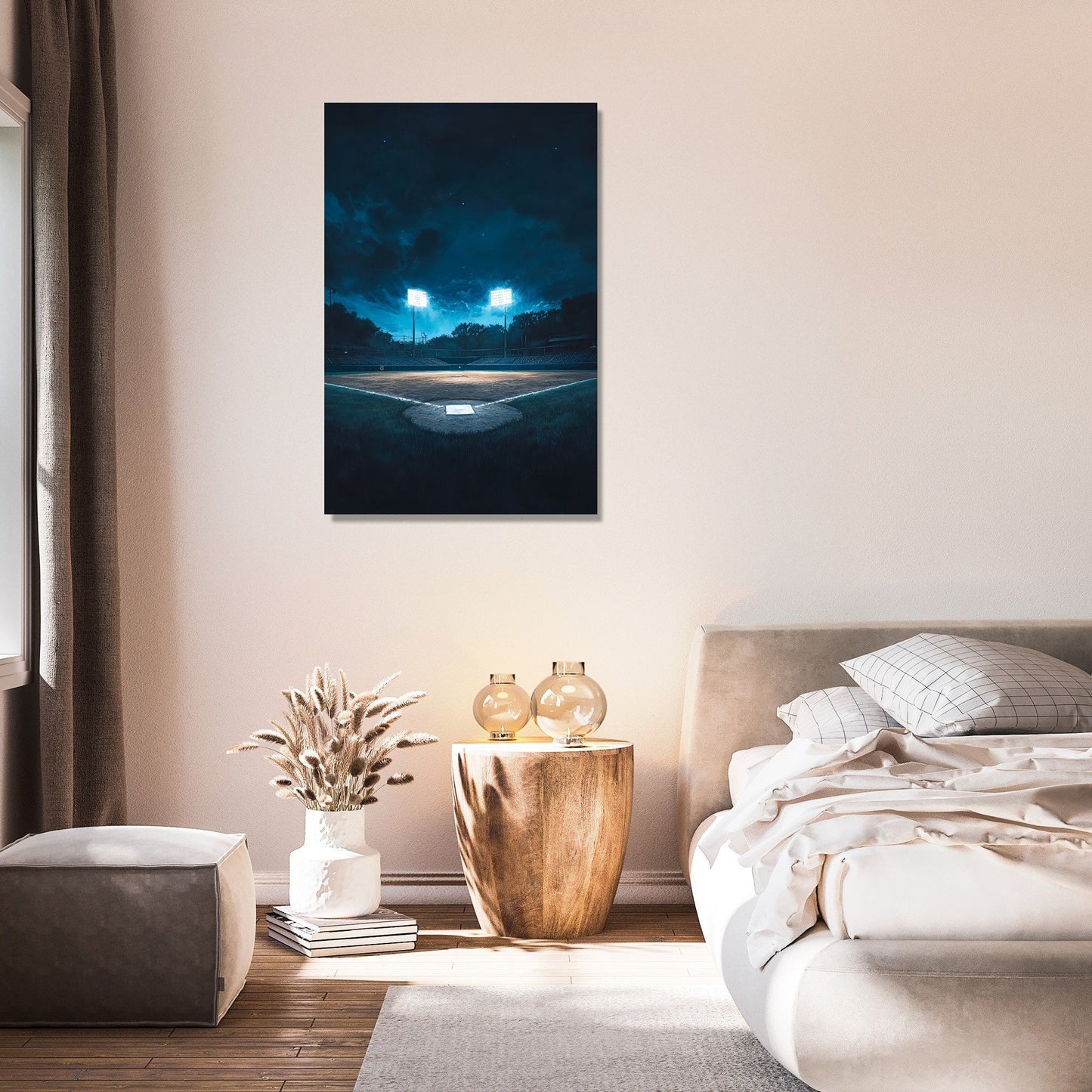Baseball Field at Night Canvas