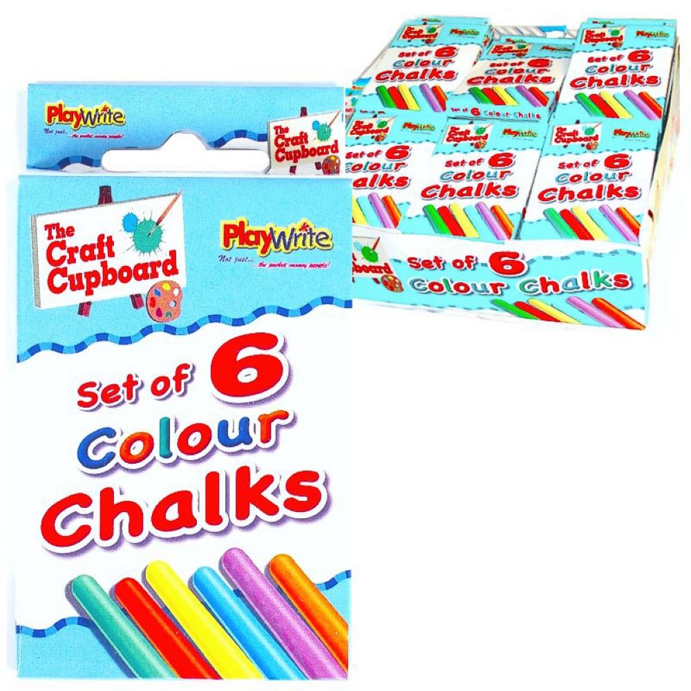 Children's Pack of 6 Vibrant Colourful Chalk Sticks