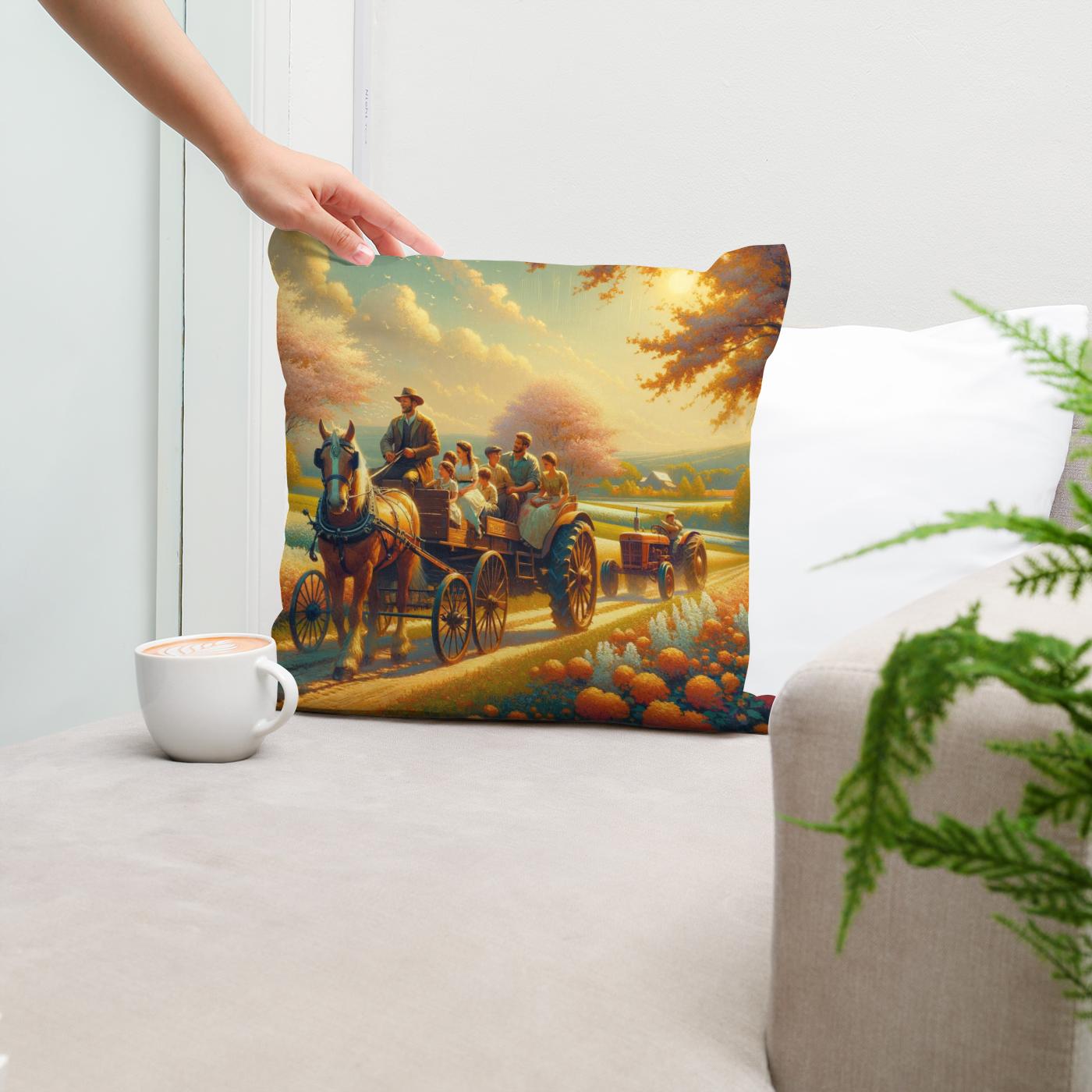Springtime Family Journey Cotton Cushion
