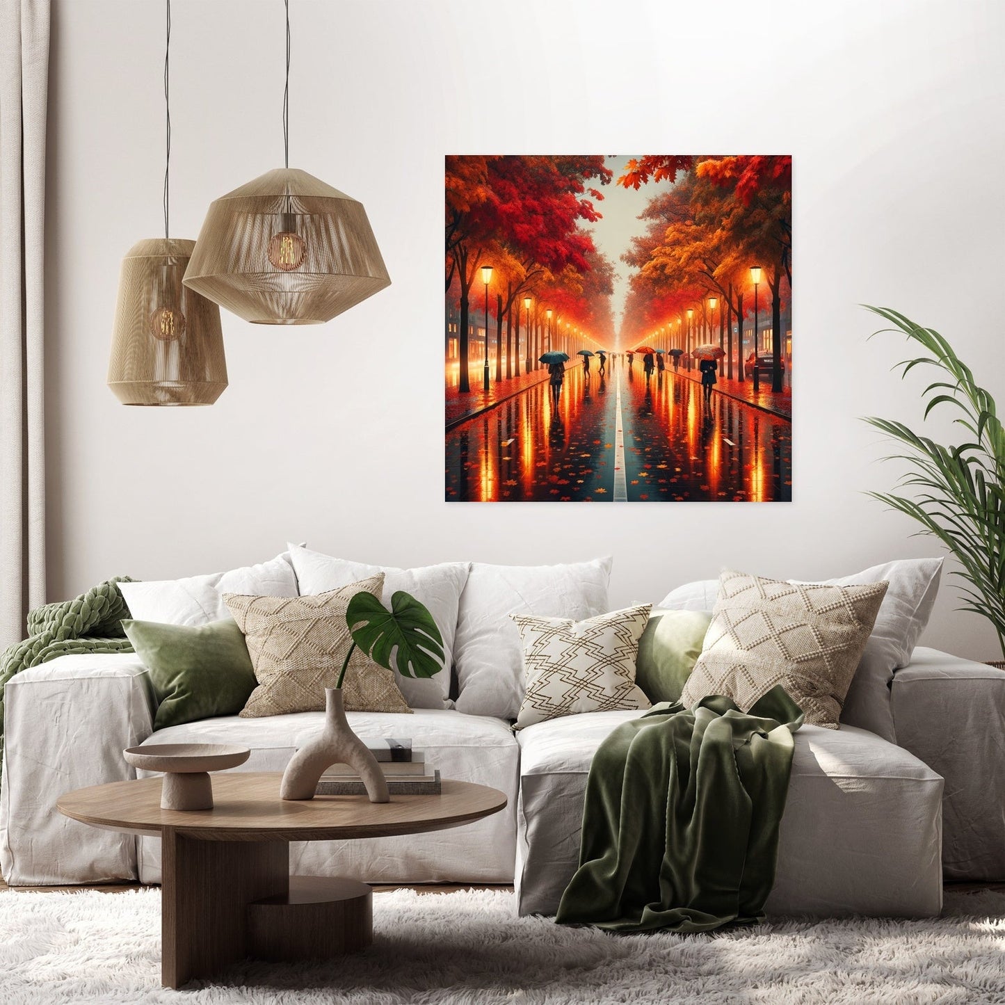 Autumn Rain Reflections Canvas
