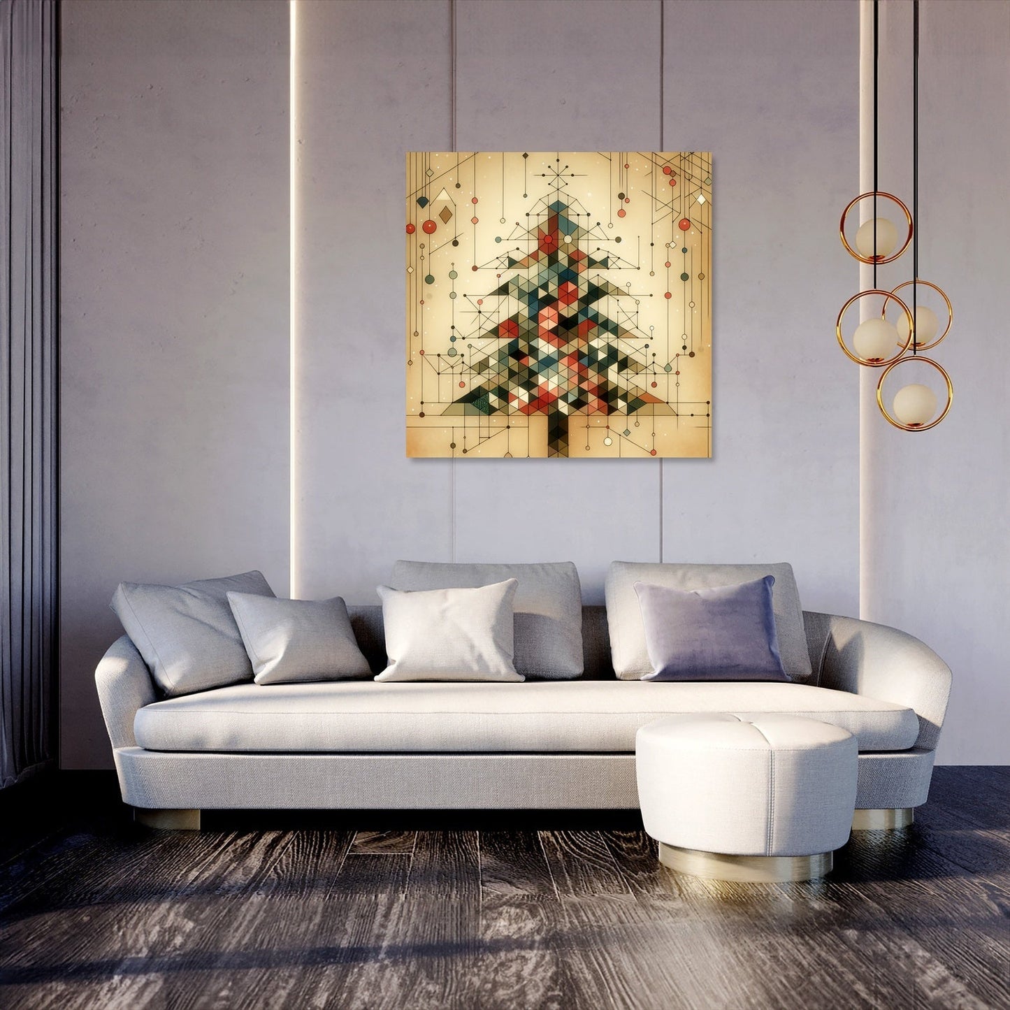 Geometric Festivity Christmas Tree Canvas
