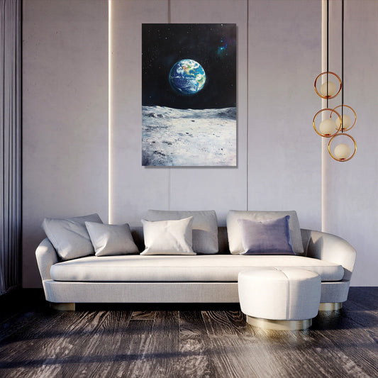 Earthrise Over Moon Canvas