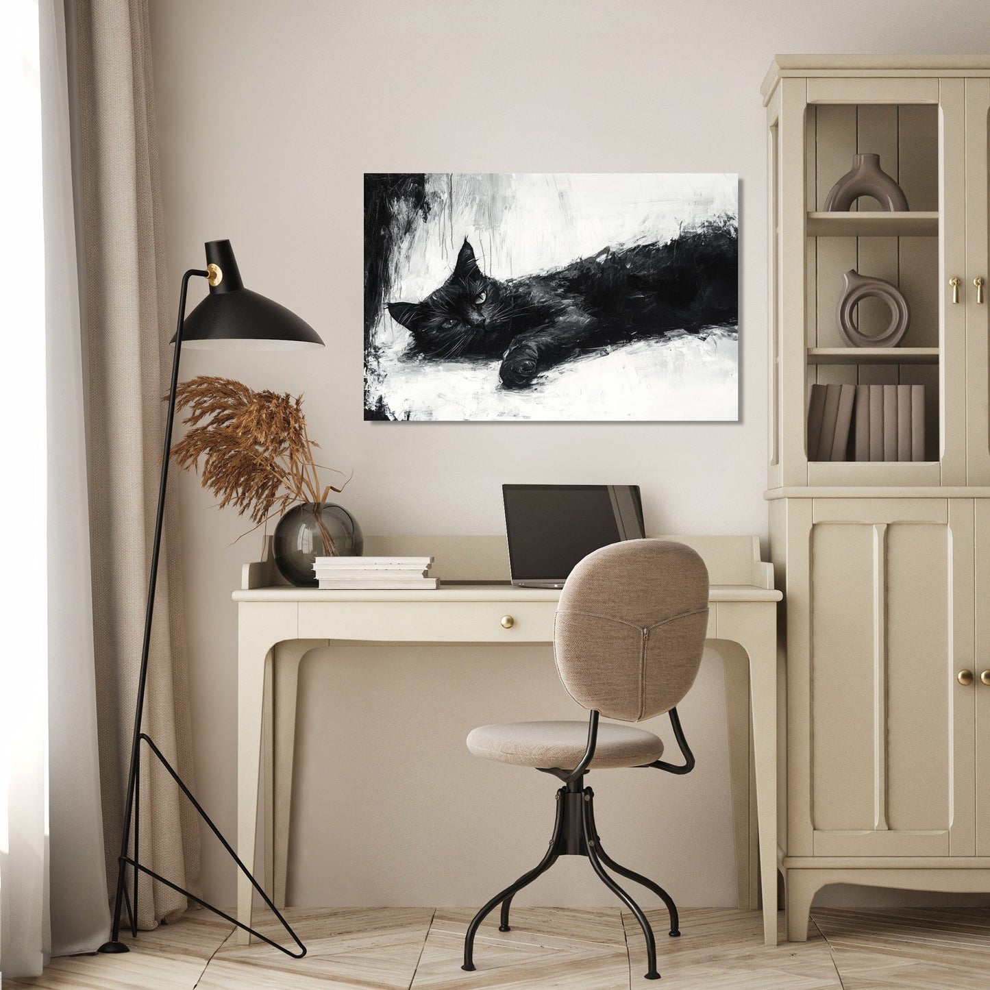 Black Cat Serenity Canvas
