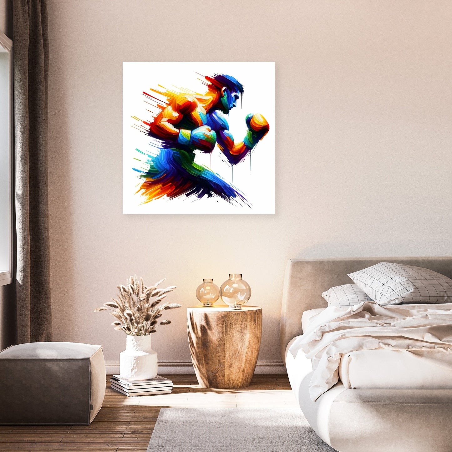Pugilist's Colorful Impact Canvas