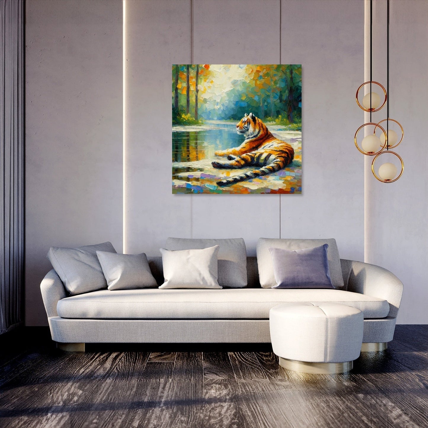 Tranquil Pond Tiger Canvas
