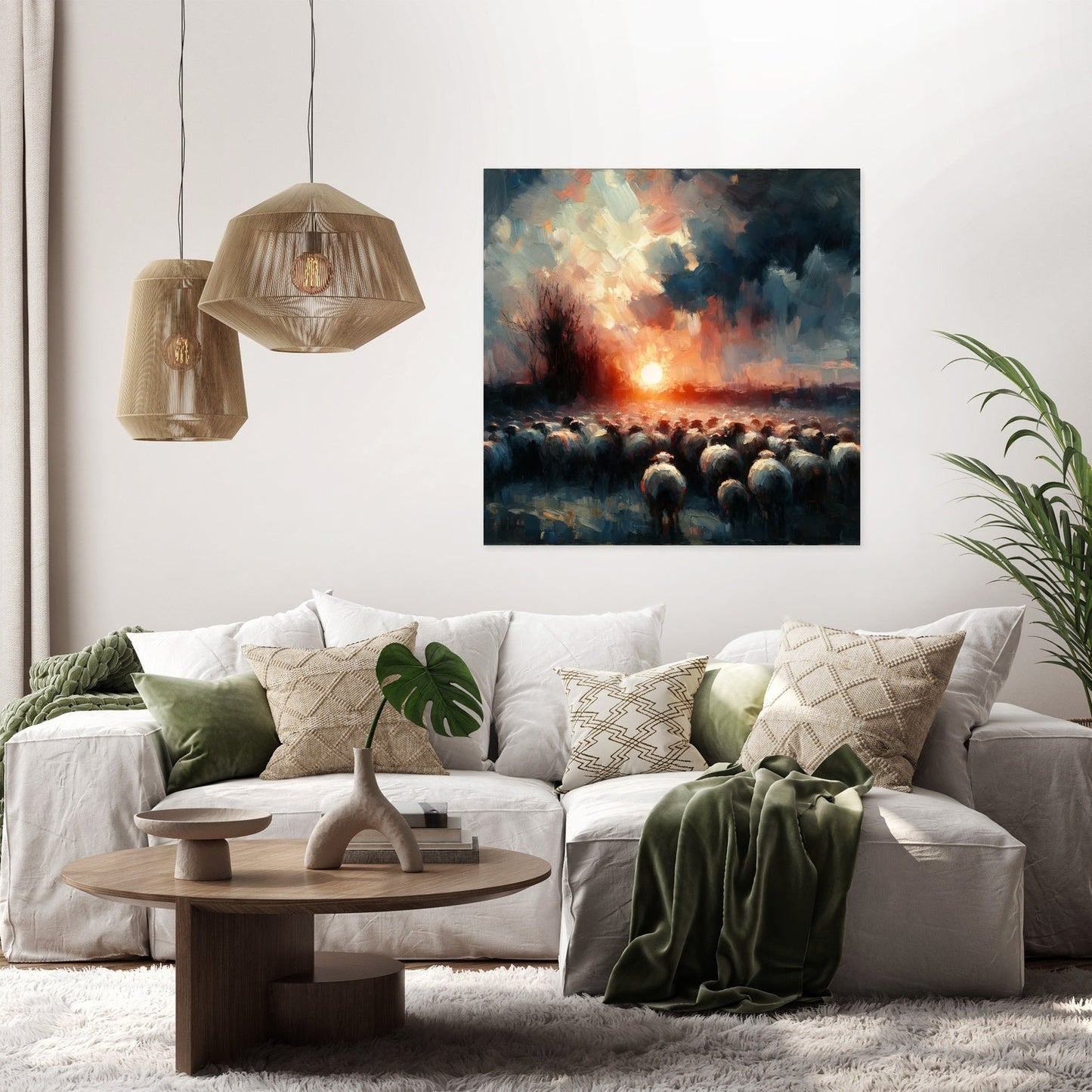 Dusk Silhouettes Sheep Canvas