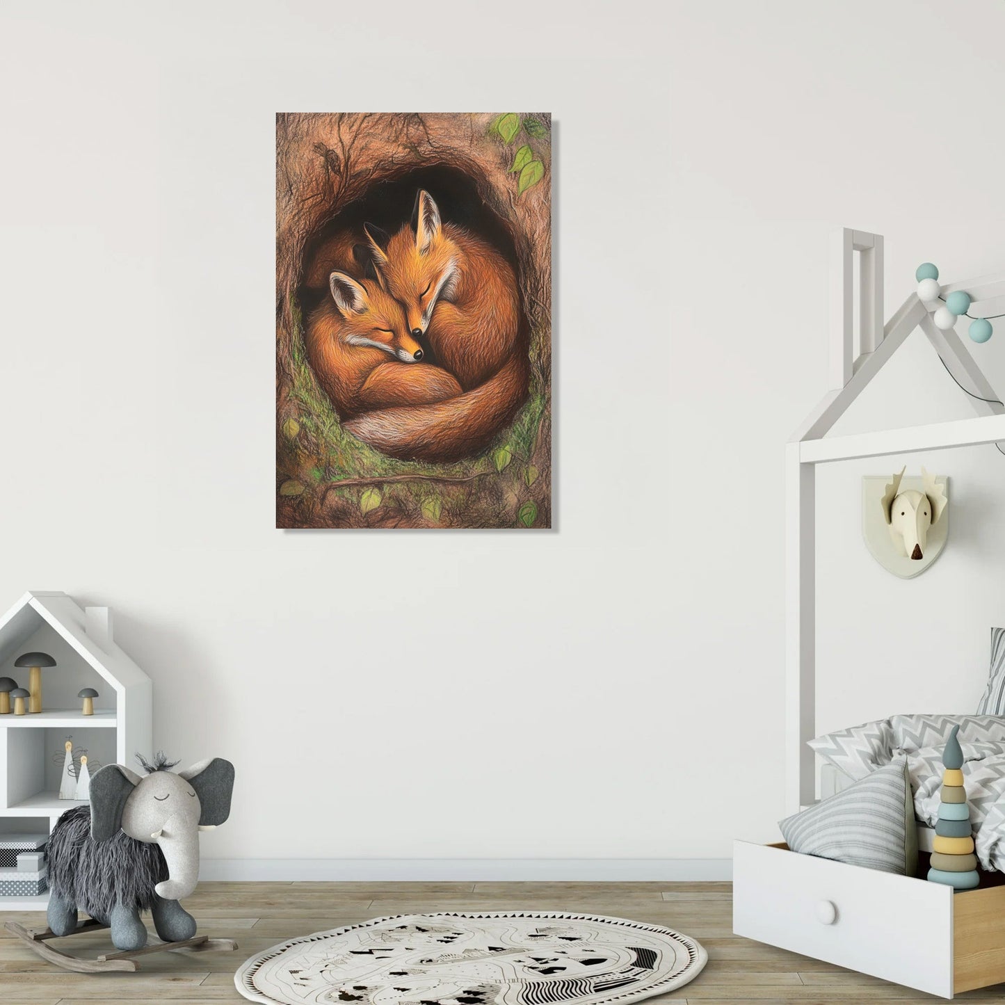 Fox Family Slumber Canvas