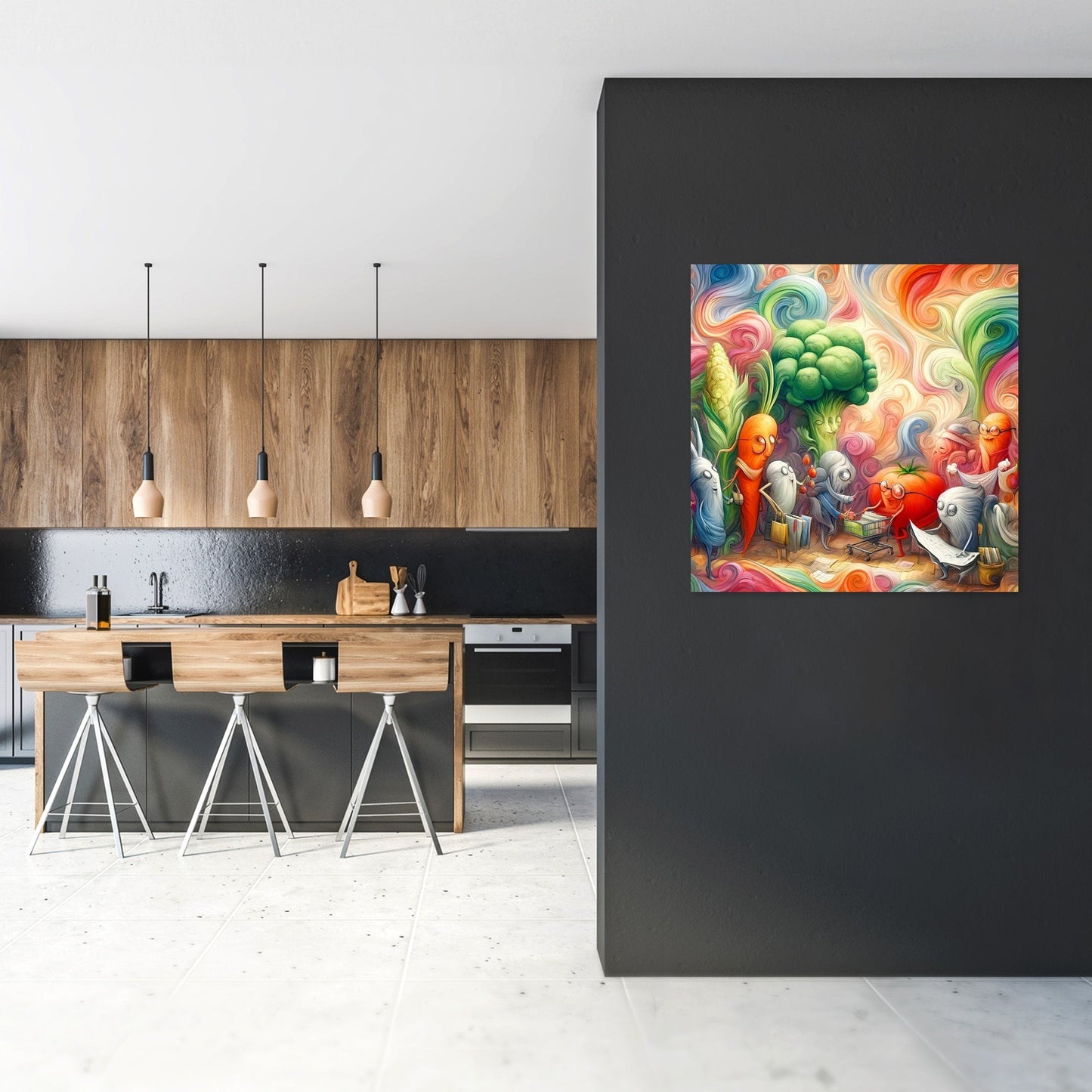 Vibrant Vegetable Gathering Canvas