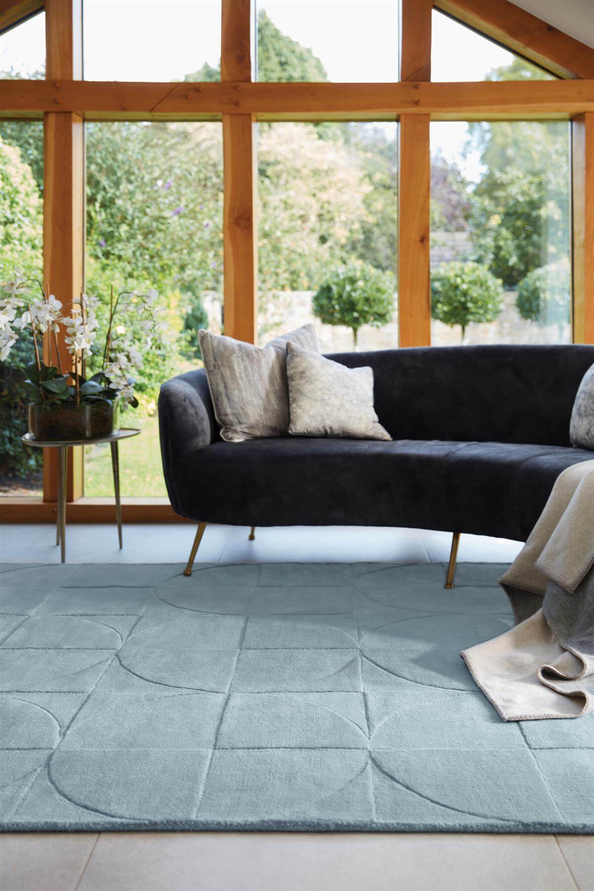 Penny Duck Egg Blue Geometric Wool Rug