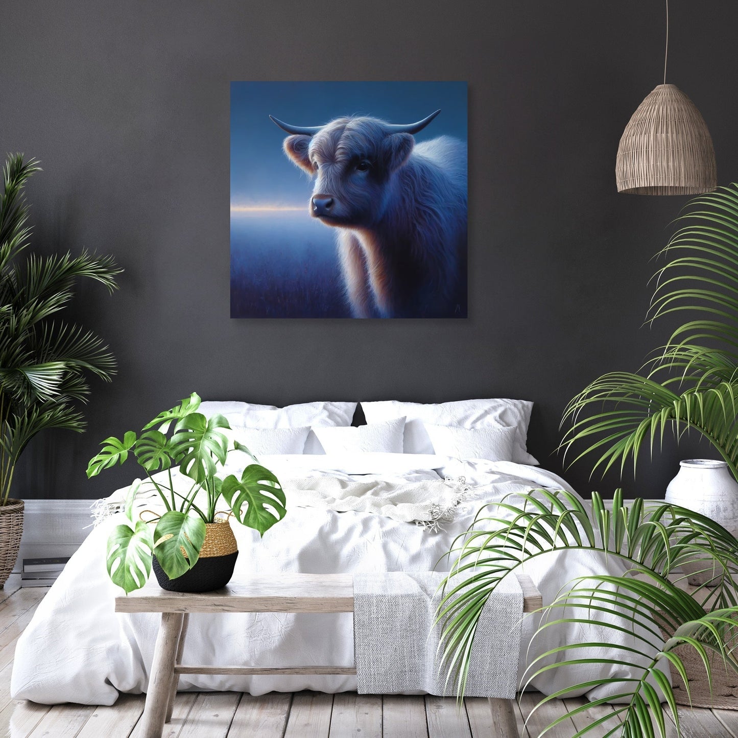 Highland Cow Evening Calm Canvas