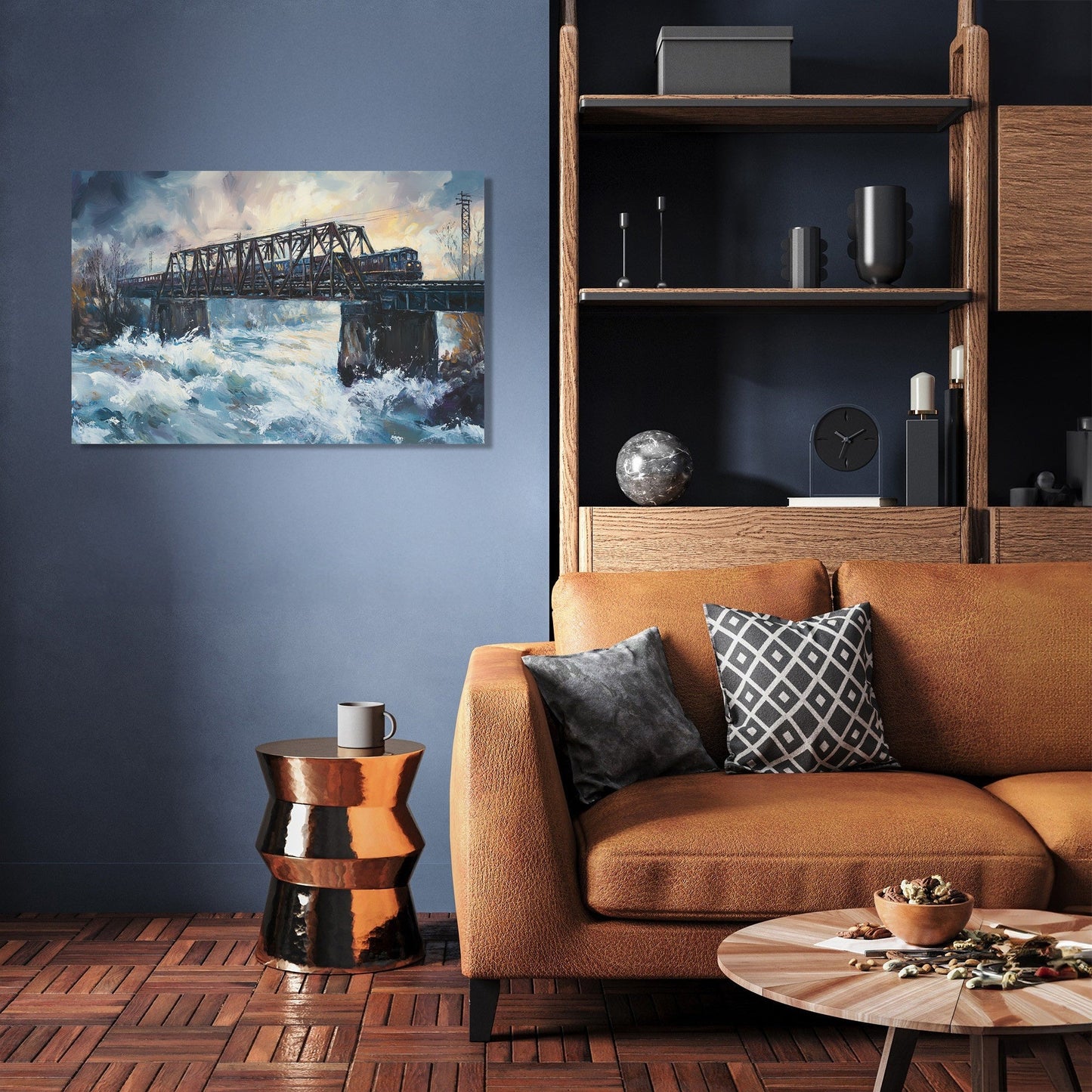 Train Over River Canvas