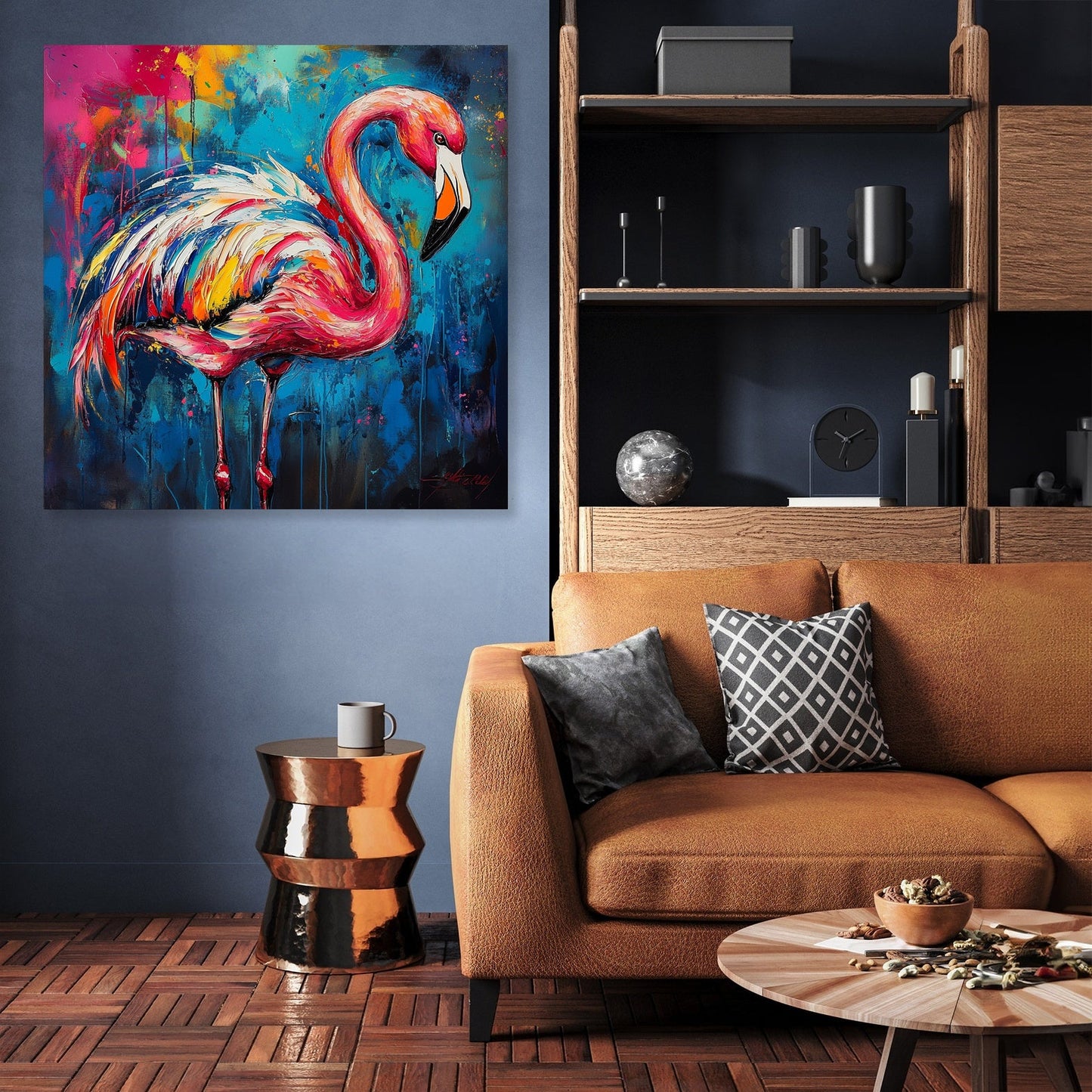 Flamingo's Vibrant Dance Canvas