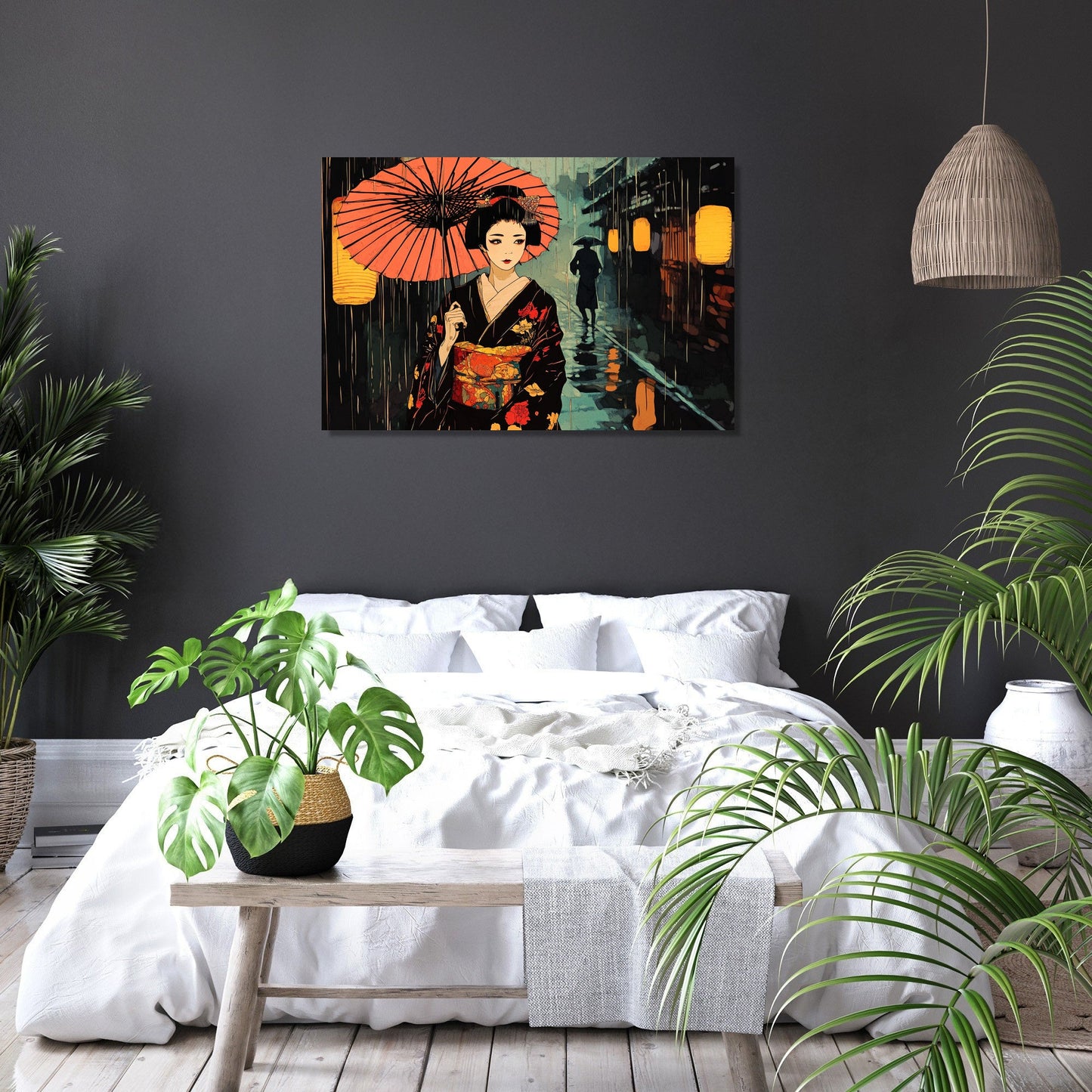 Geisha in the Rain Canvas