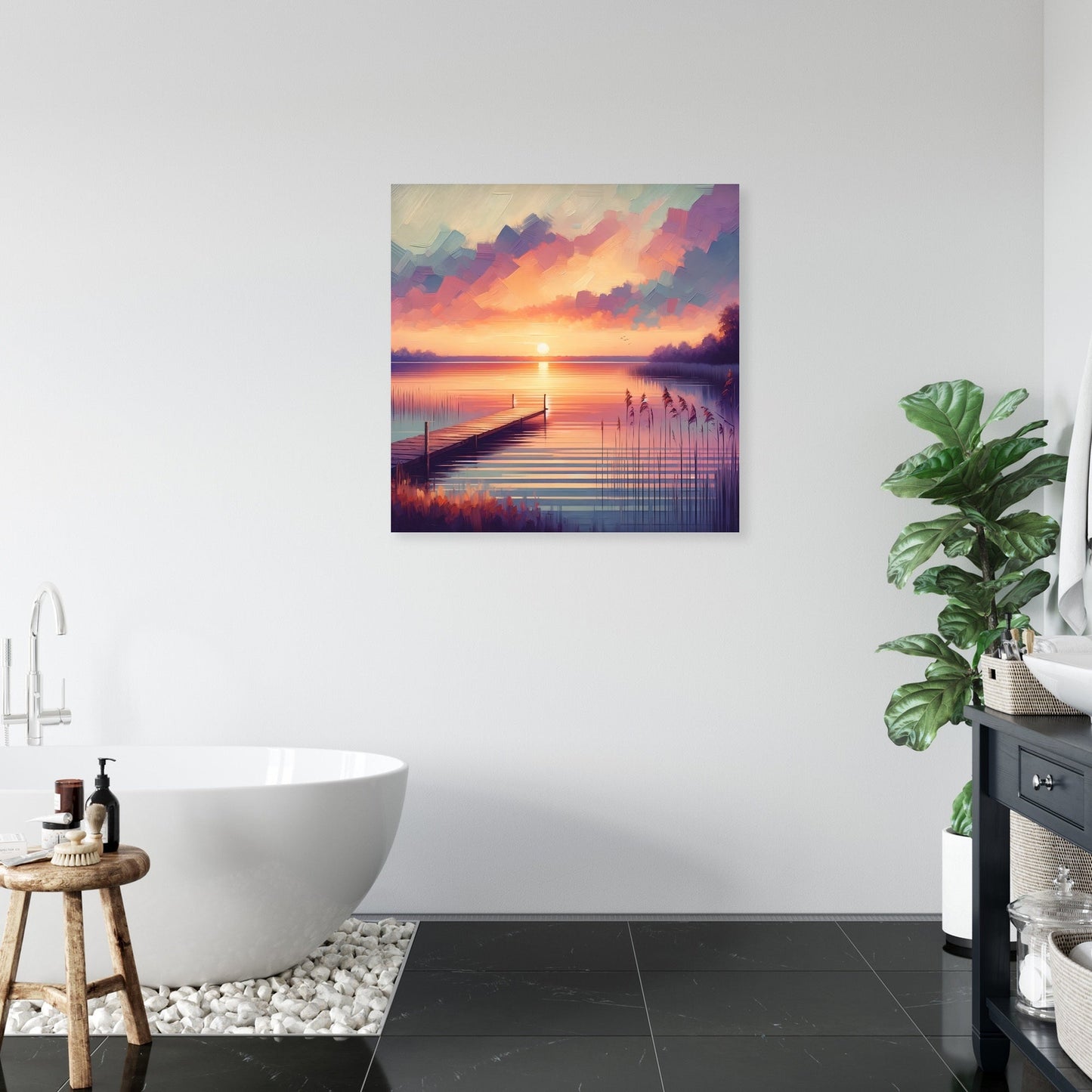 Sunset Lakeside Canvas