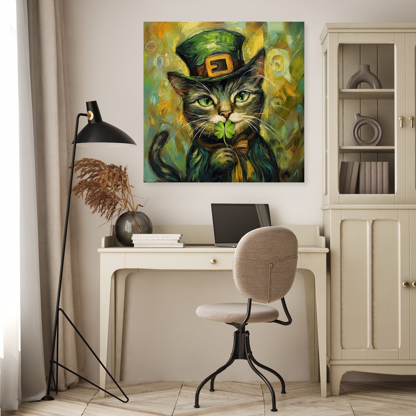Leprechaun Cat Canvas