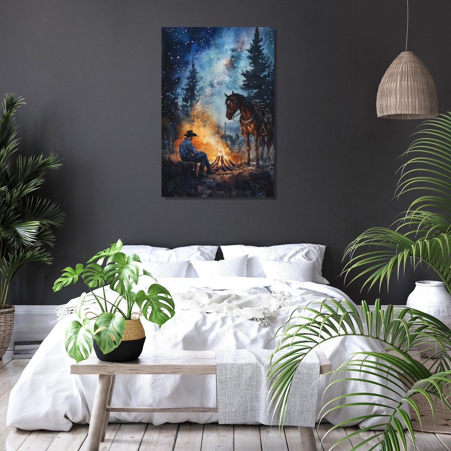 Cowboy's Fireside Canvas