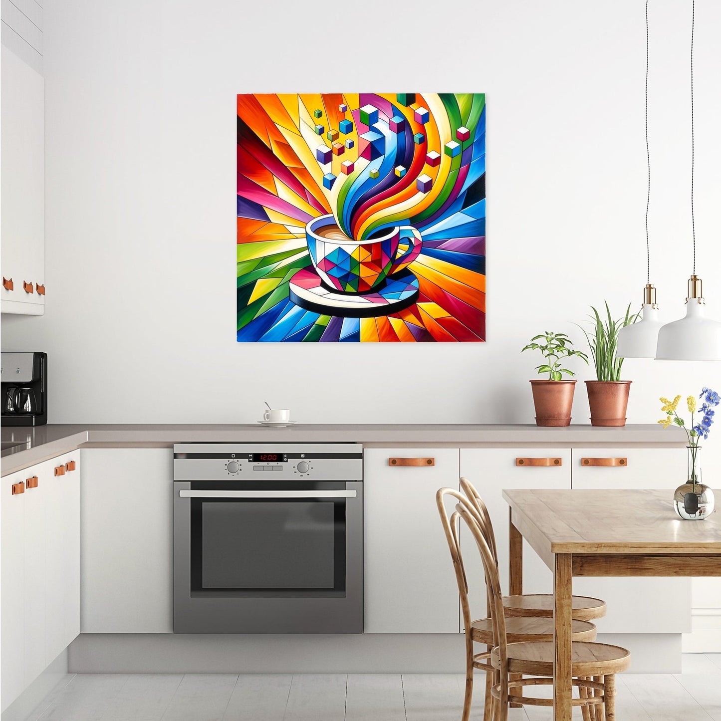 Cubist Rainbow Espresso Canvas