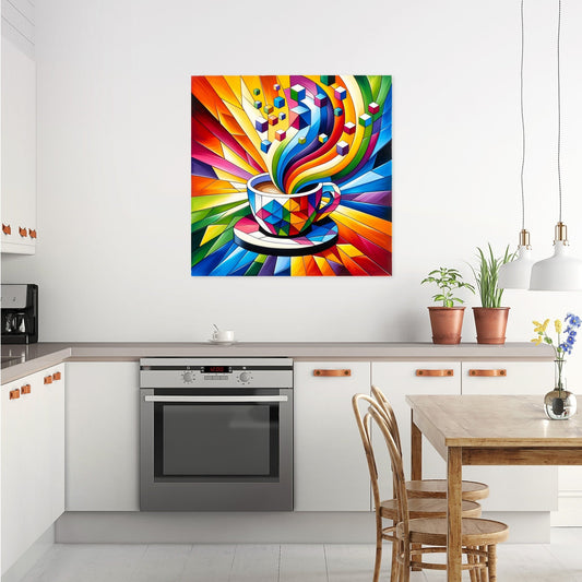 Cubist Rainbow Espresso Canvas