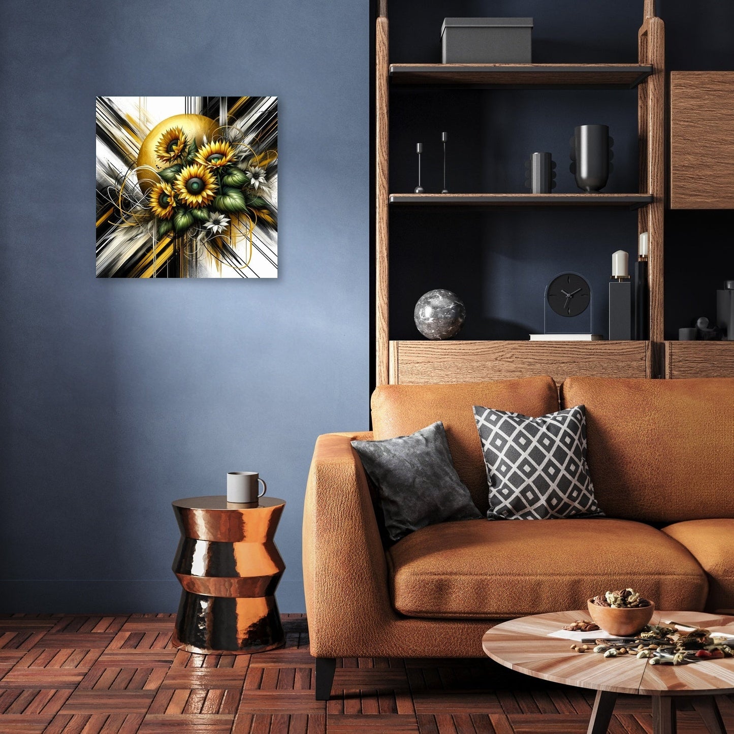 Golden Sunflower Abstract Canvas