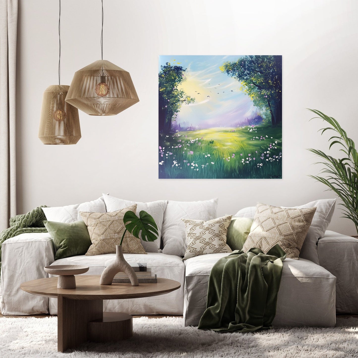Morning Mist Meadow Canvas