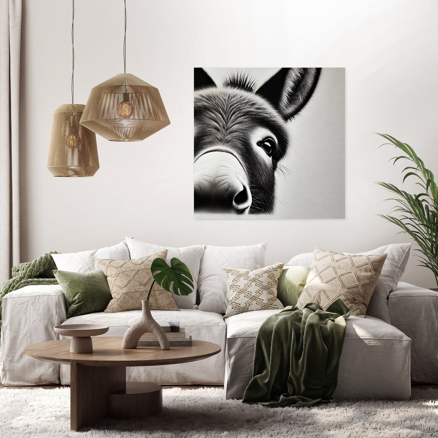 Curious Donkey Peeking Canvas