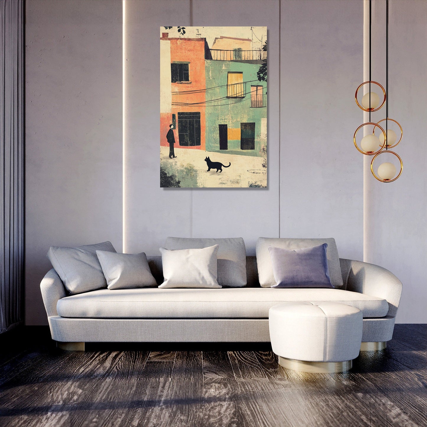 Black Cat Crossing Canvas