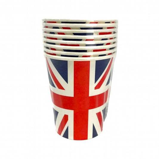 Pack of 8 Union Jack Recyclable Paper Cups for Parties