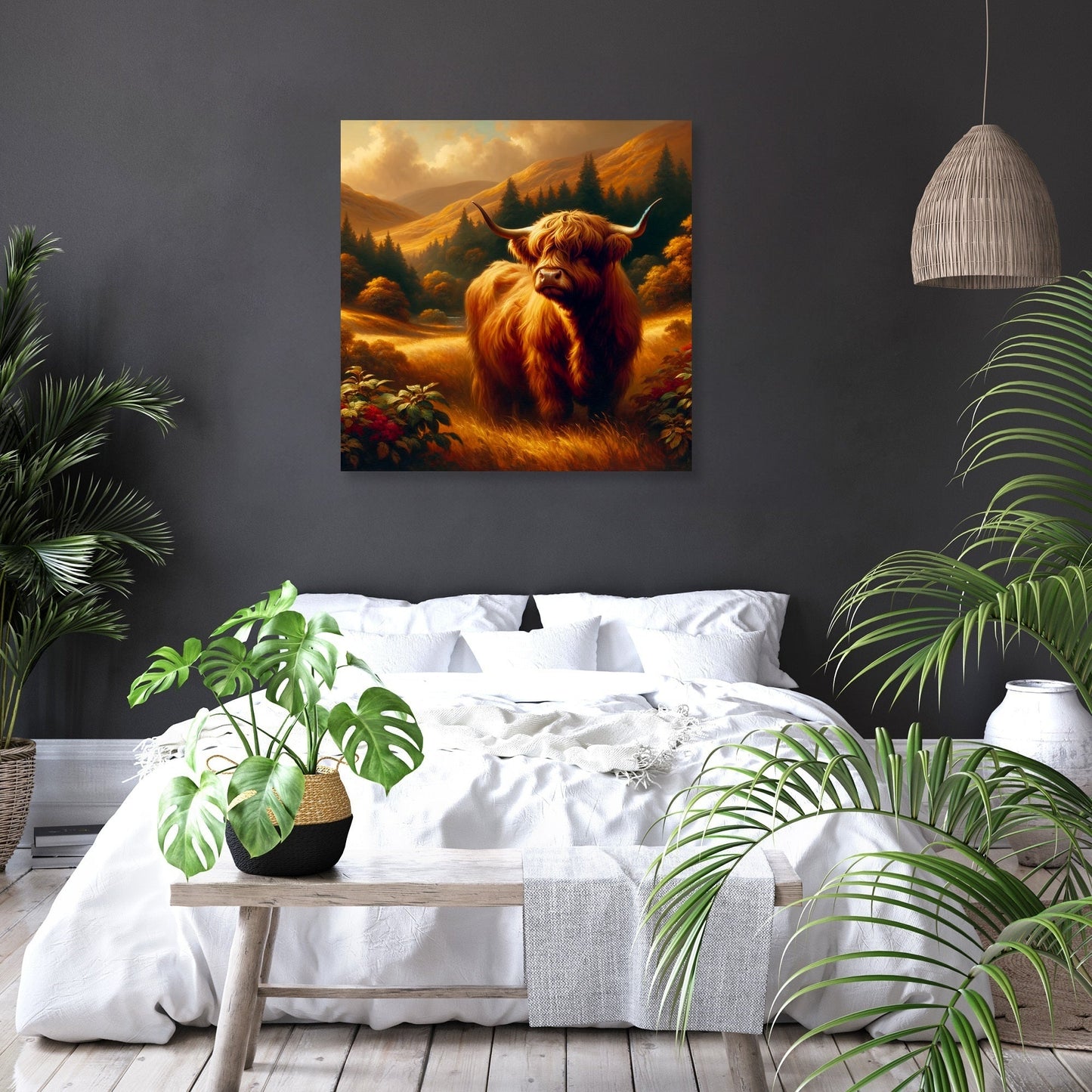 Timeless Highland Cow Serenity Canvas