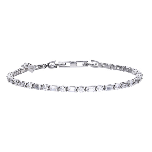 Diamonfire Baguette and Round Zirconia Bracelet