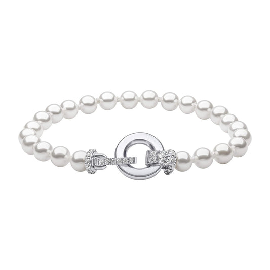 Diamonfire Shell Pearl Bracelet with Zirconia Feature Clasp