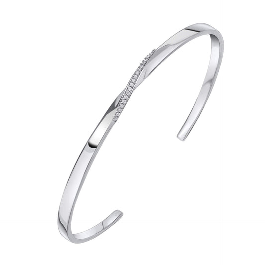 Beginnings Twist Open Bangle with Cubic Zirconia
