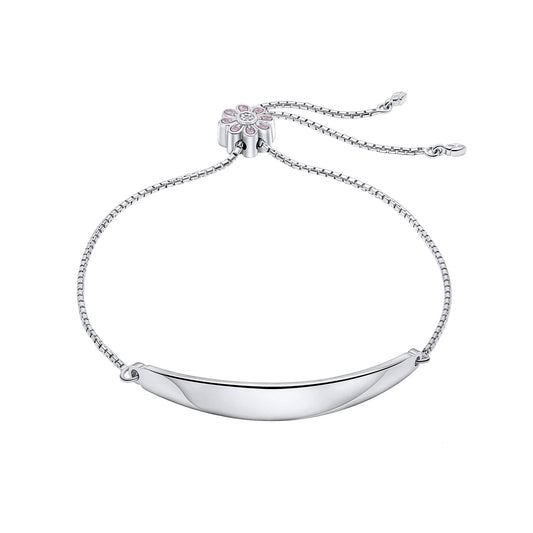 D For Diamond Pink Flower Toggle Bracelet with Diamond