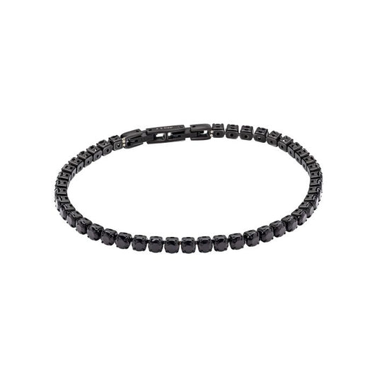 Fred Bennett Black Cubic Zirconia and Stainless Steel Tennis Bracelet