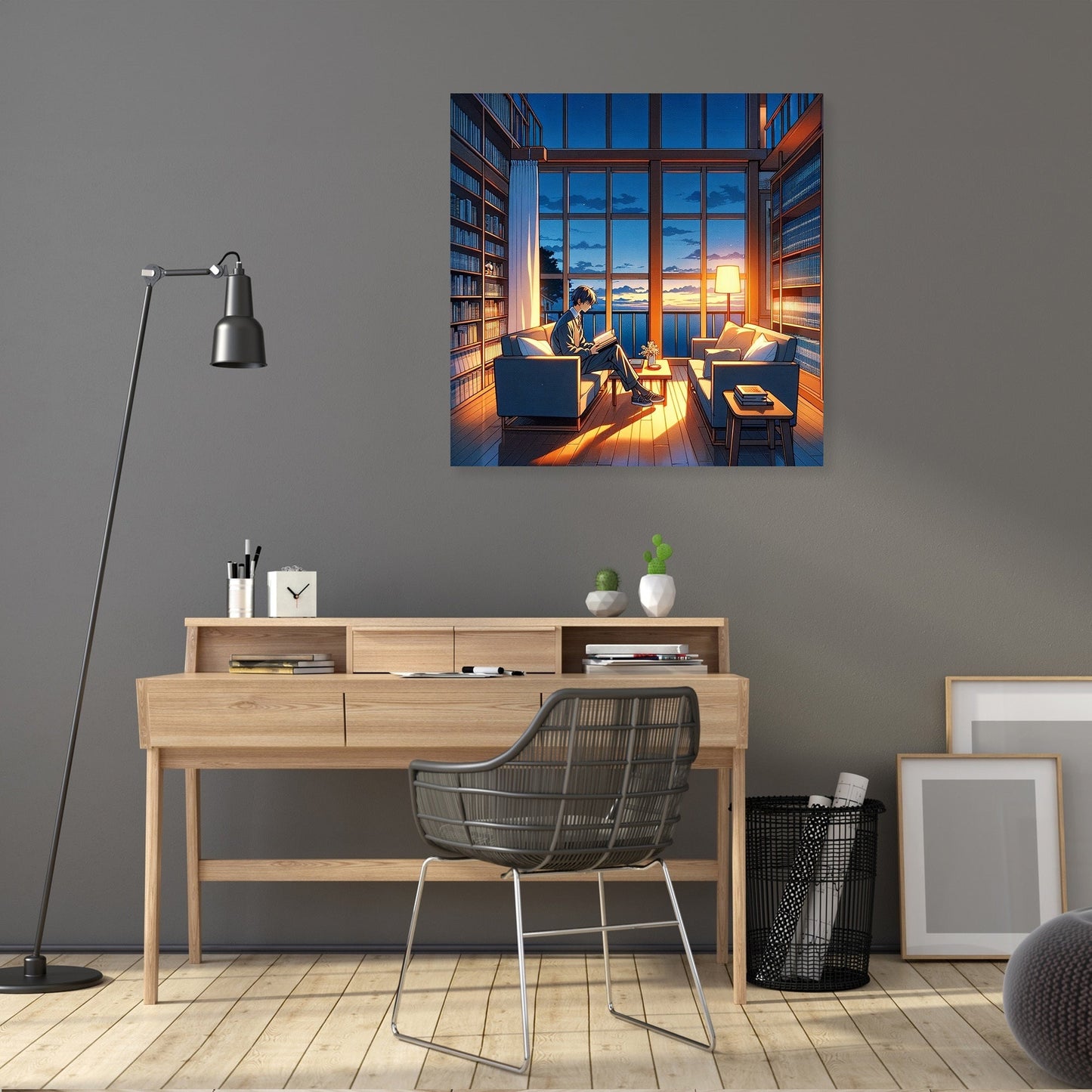 Twilight Library Calm Canvas